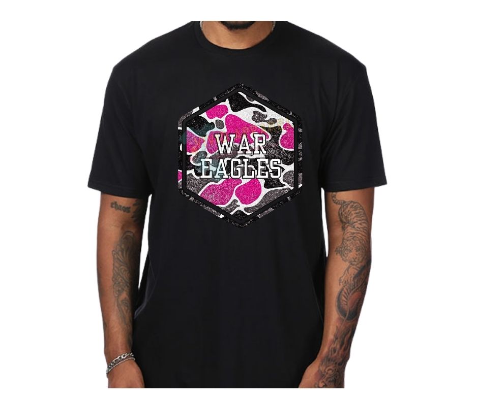 Pink & Black Camo War Eagles Tee