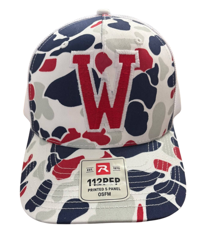 Red & Navy Camo Hat "W"