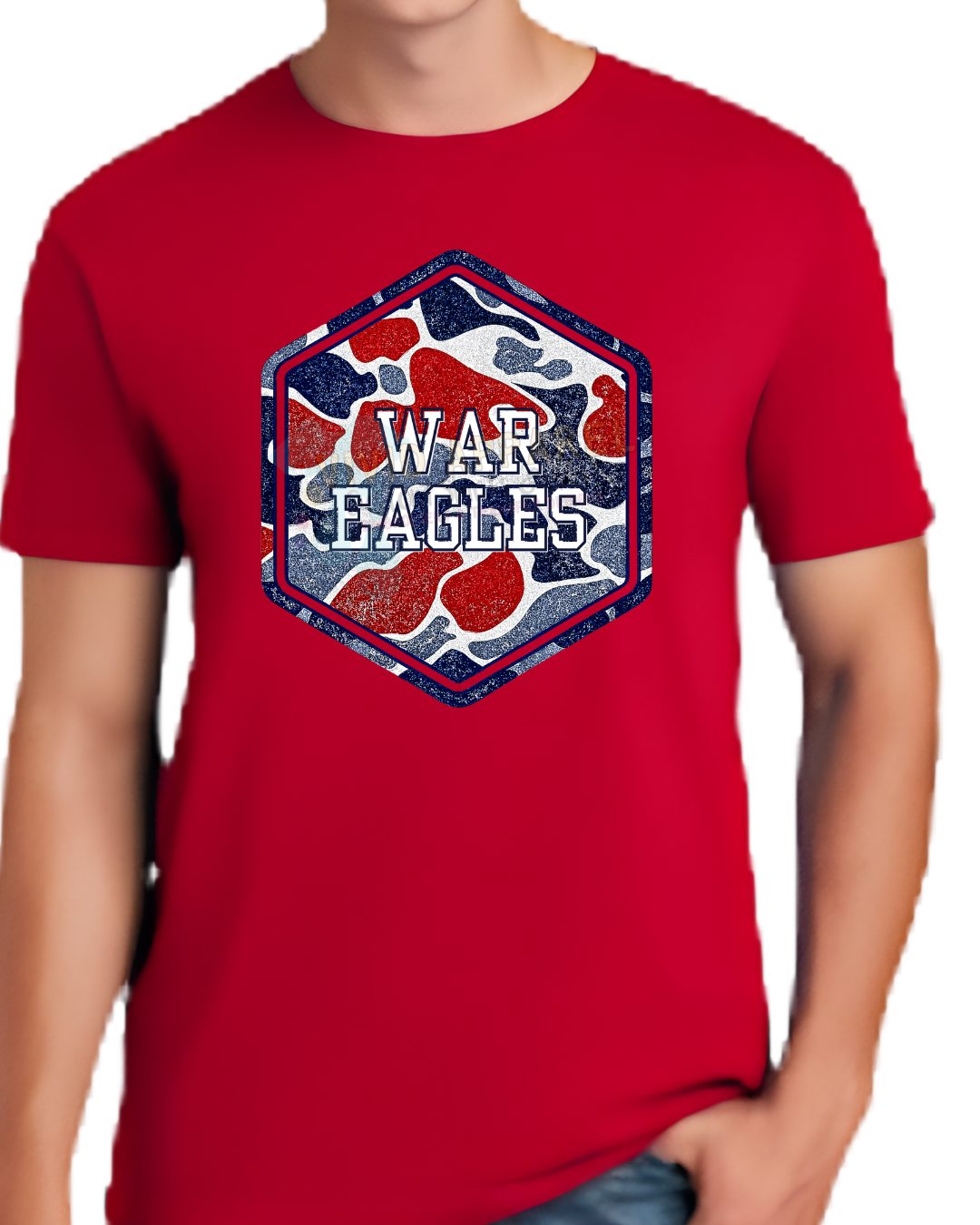Navy & Red Camo War Eagles Tee