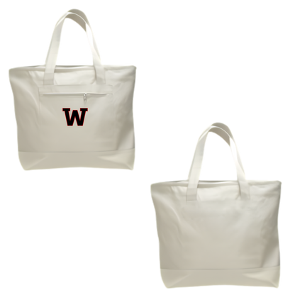 W Zippered Canvas Tote