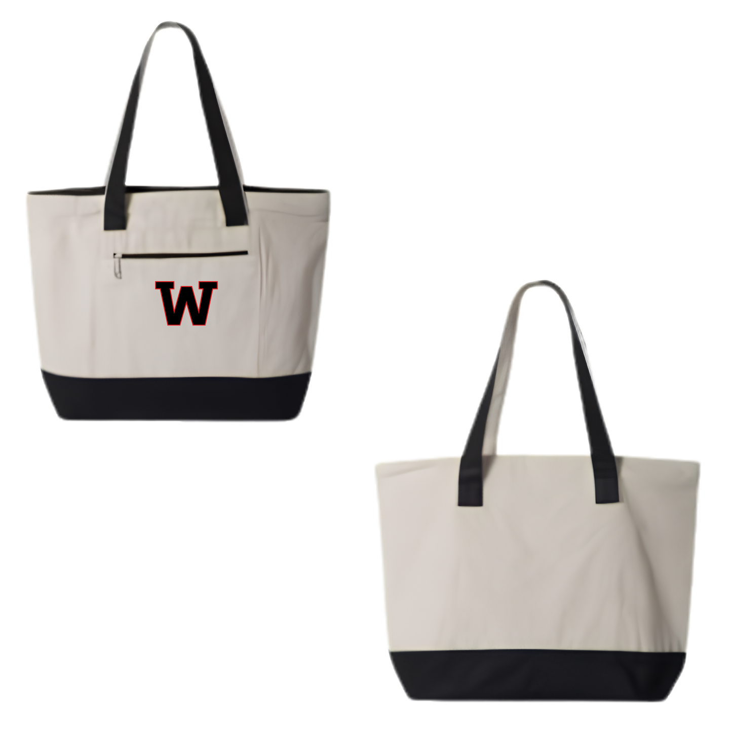 W Zippered Canvas Tote