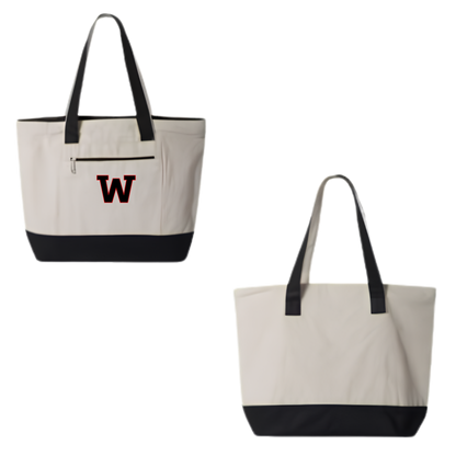 W Zippered Canvas Tote