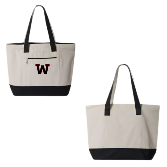W Zippered Canvas Tote