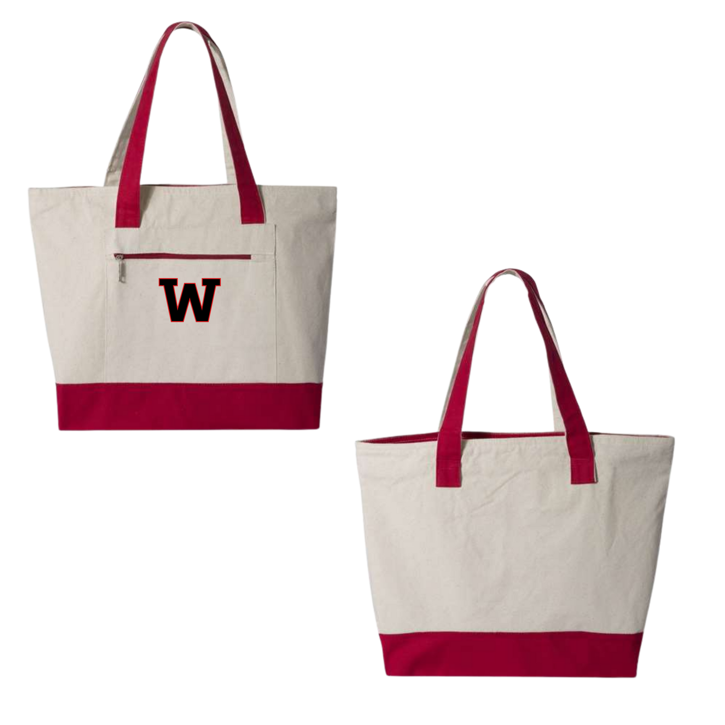W Zippered Canvas Tote