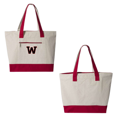 W Zippered Canvas Tote