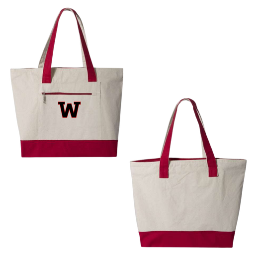 W Zippered Canvas Tote