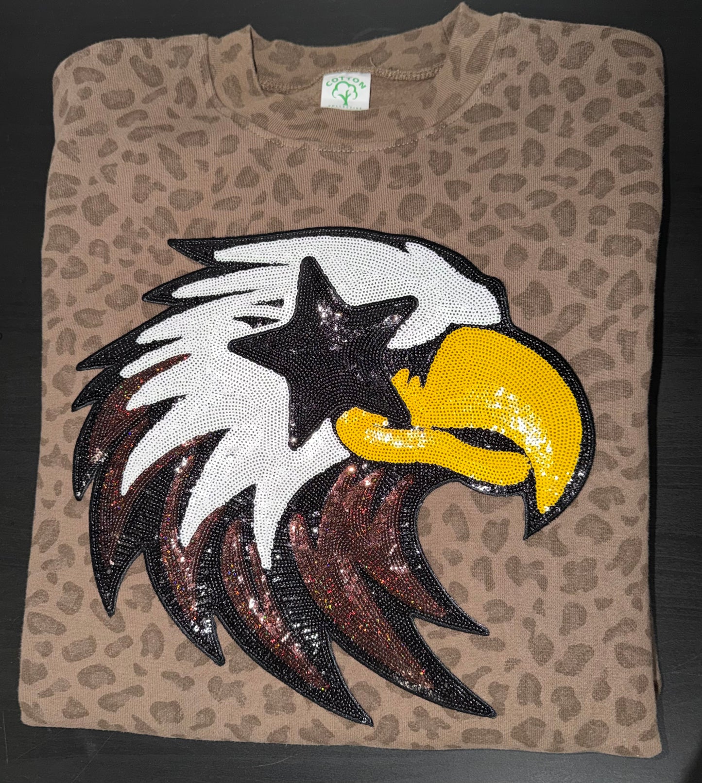 Sparkly Eagle Patch Crewneck Sweatshirt