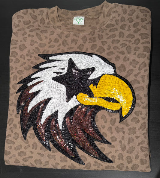 Sparkly Eagle Patch Crewneck Sweatshirt